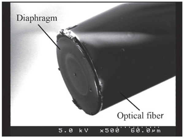 極細径光ファイバ圧力センサ（外径125μm）